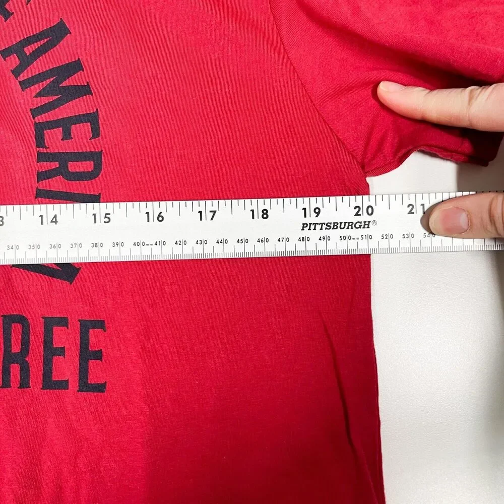 General Standard Land Of The Free T-Shirt Mens Red Pullover Cotton Sz Medium NEW - Picture 6 of 8